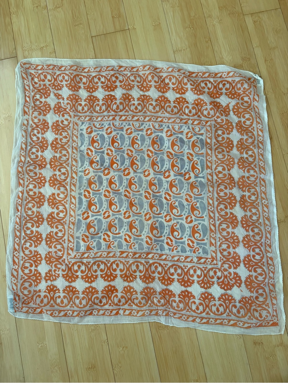 Vintage Martha Asher Lightweight Orange and White Paisley 100%Cotton